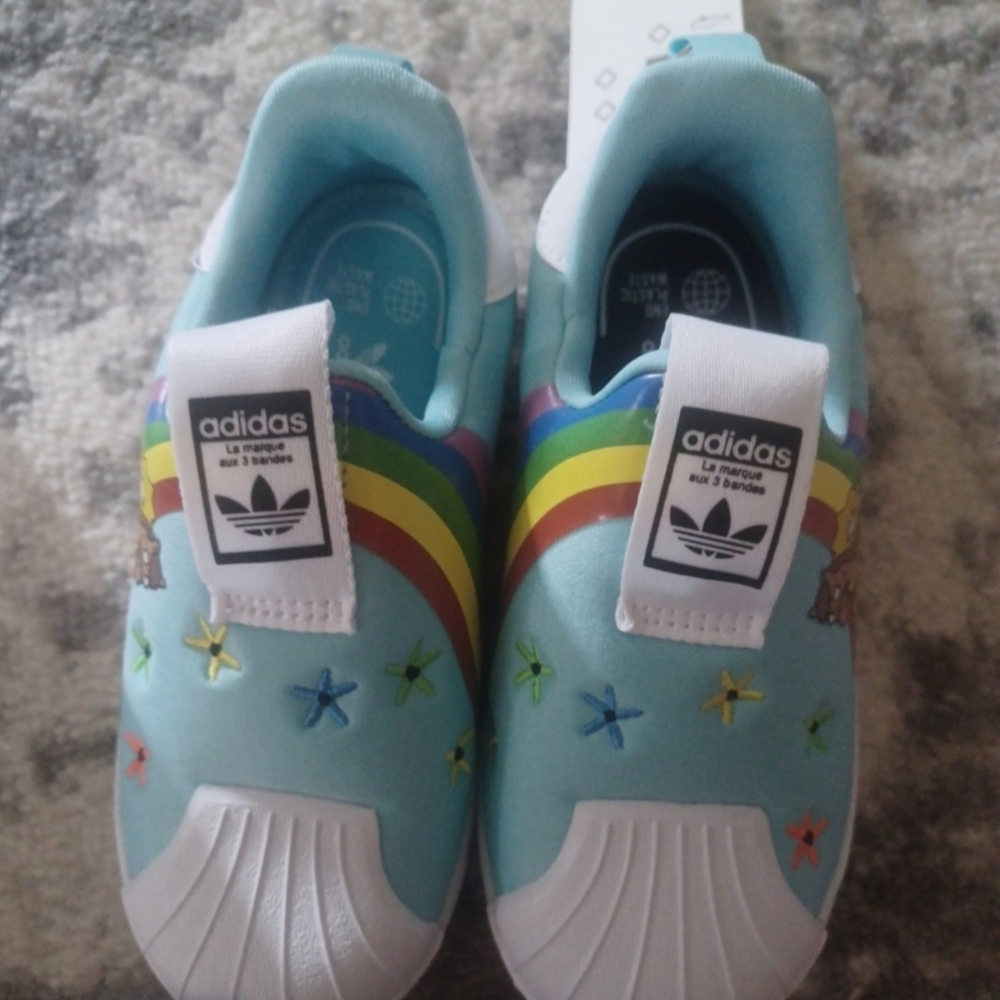 Adidas Kids ADIDAS Superstar Blue and White Slip-On Sneakers The Simpsons SIZE 9